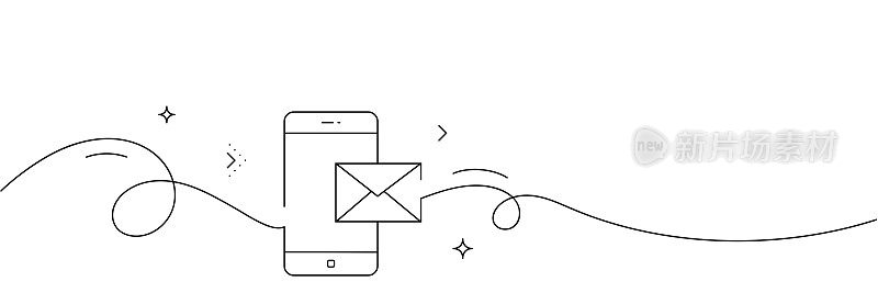 垃圾邮件图标的连续线条绘制。手绘符号矢量插图。