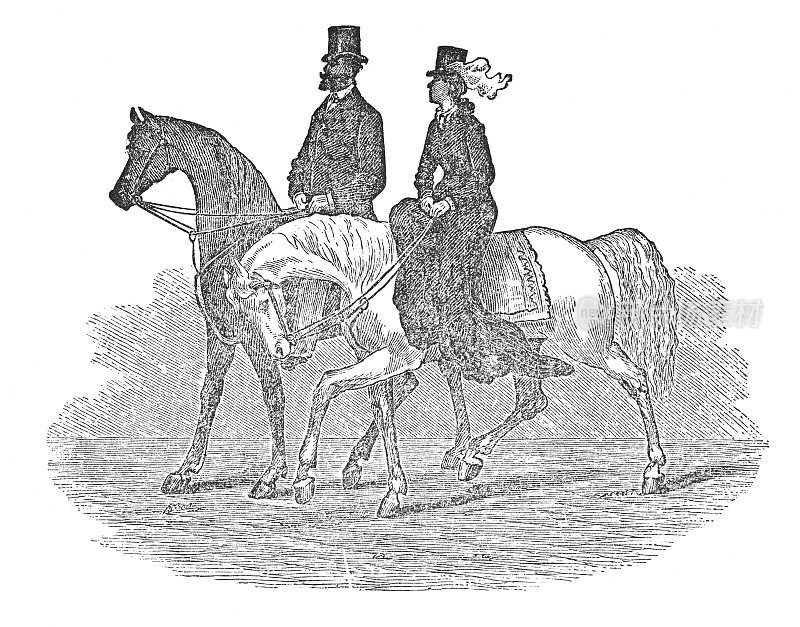 骑马时淑女和绅士的位置(古版画)