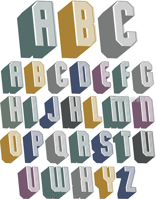 3d字体样式好，形状简单的几何字母字母