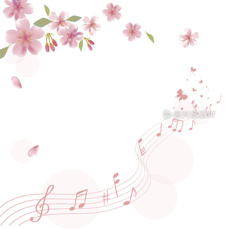 背景插图的花和音乐音符