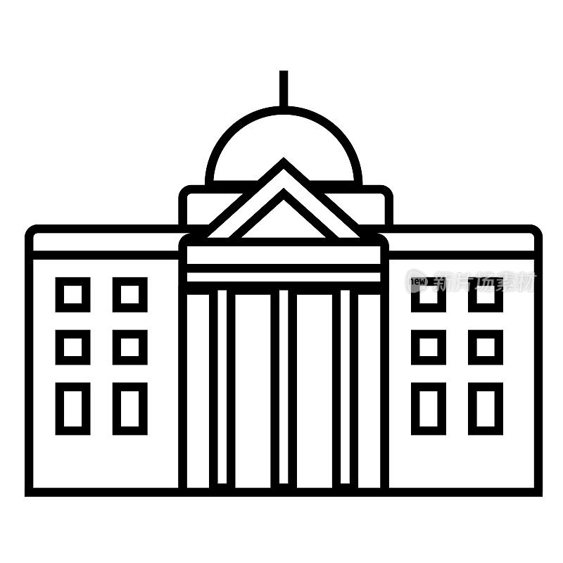 市政厅矢量线图标，标志，背景上的插图，可编辑的笔画