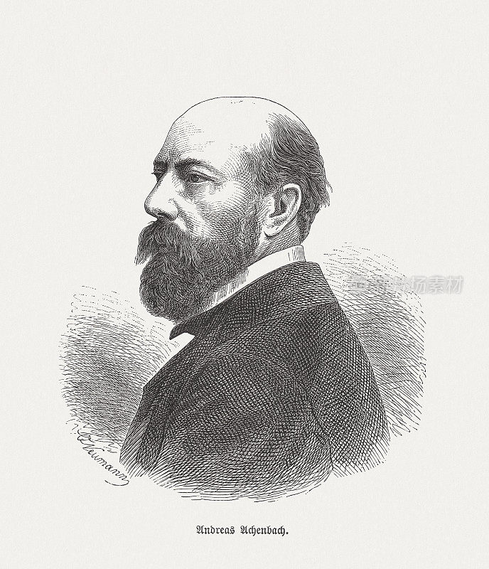 安德里亚斯・阿肯巴赫(德国画家，1815-1910)，木刻，1893年出版