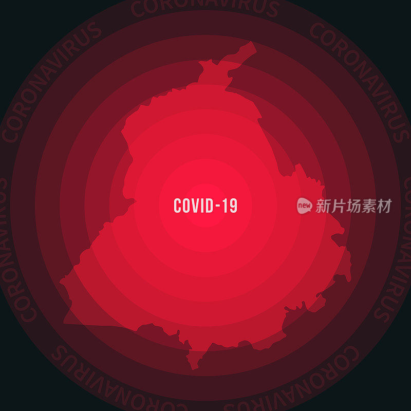 旁遮普COVID-19传播地图。冠状病毒爆发