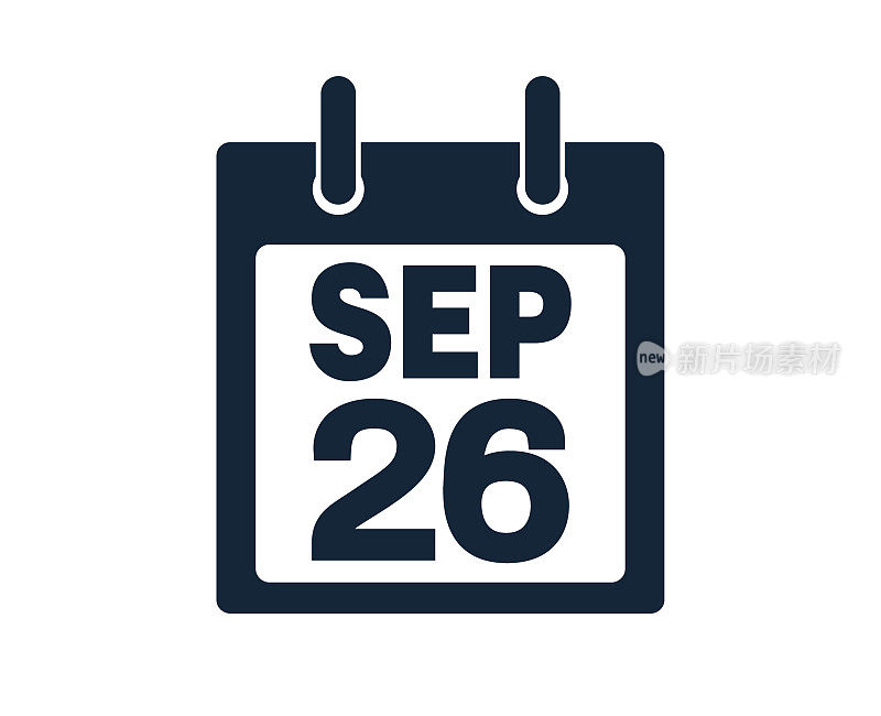 9月26日日历图标股票矢量插图