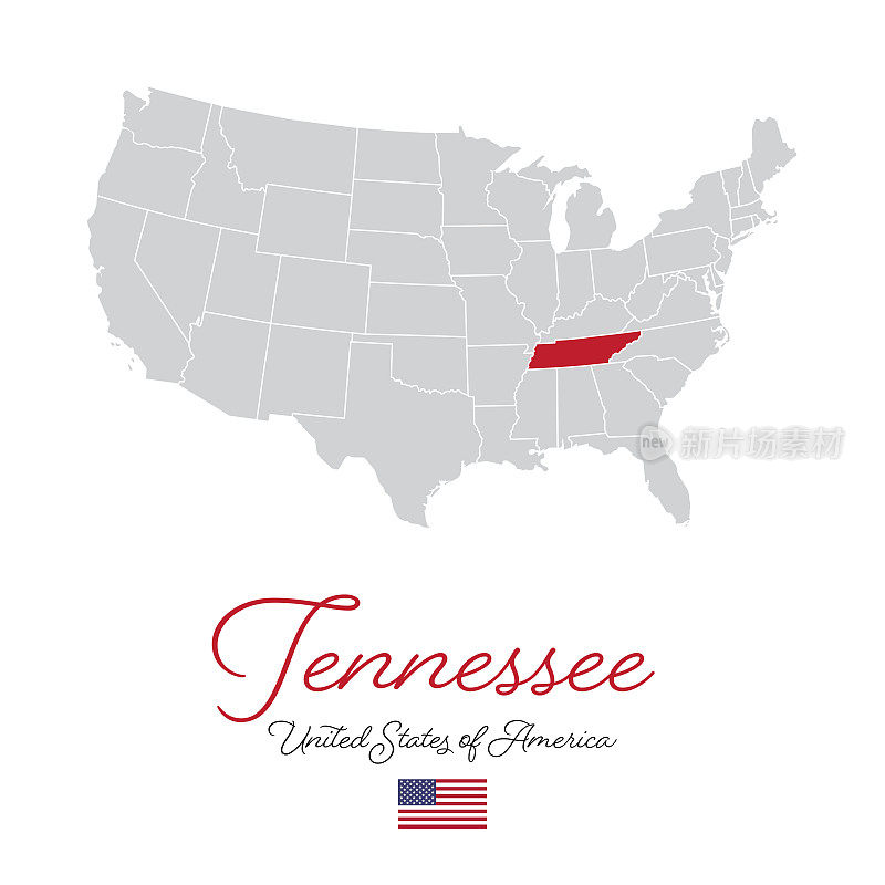田纳西州在美国矢量地图插图