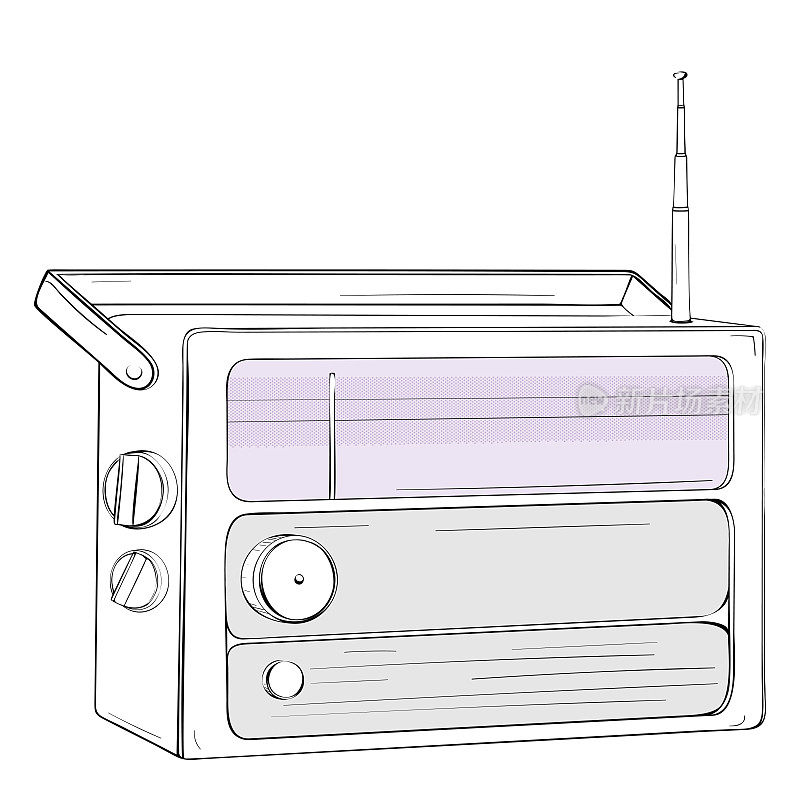 带天线的复古收音机示意图