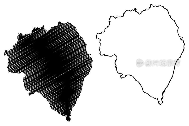 南洋州(韩国，大韩民国，韩国，京畿道)地图矢量插图，手绘南洋州市地图