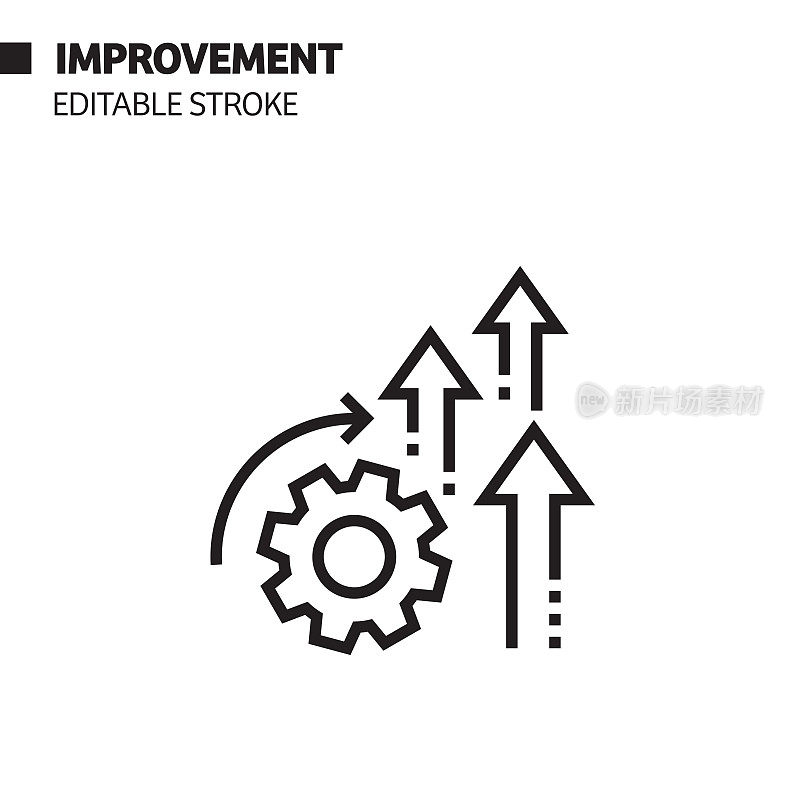 改进线条图标，轮廓向量符号插图。
