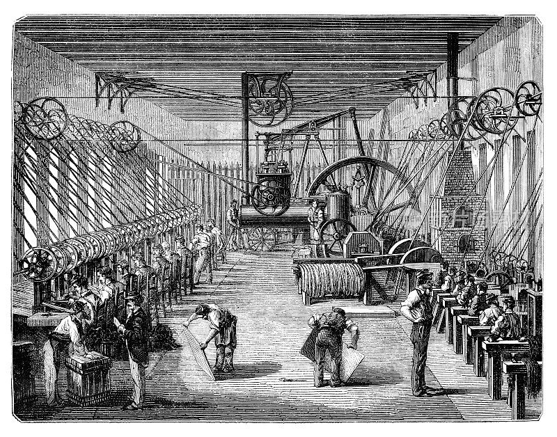 1873年，人们在古老的长凳轧钢厂工作