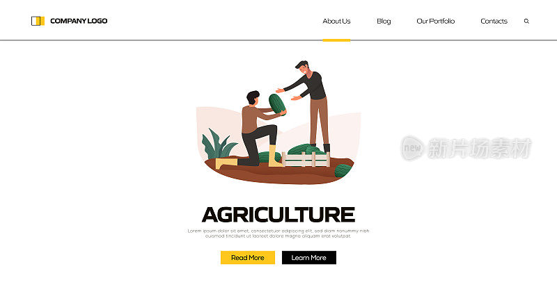 农业概念矢量插图登陆页面模板，网站横幅，广告和营销材料，在线广告，业务演示等。