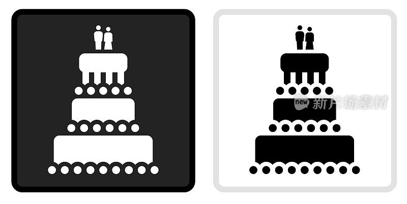 婚礼蛋糕图标上的黑色按钮与白色翻转