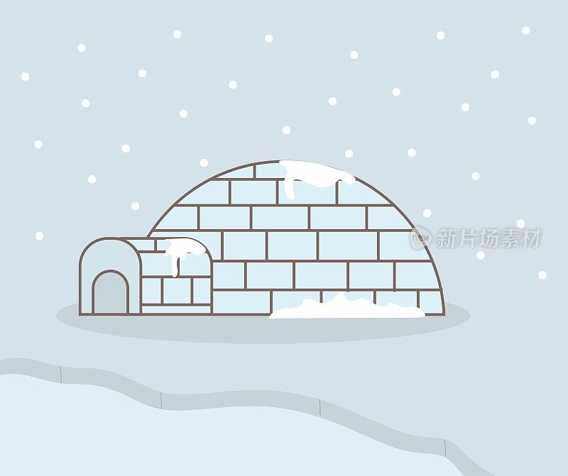 设计关于冰冷的家或房子，冬天用冰块建造