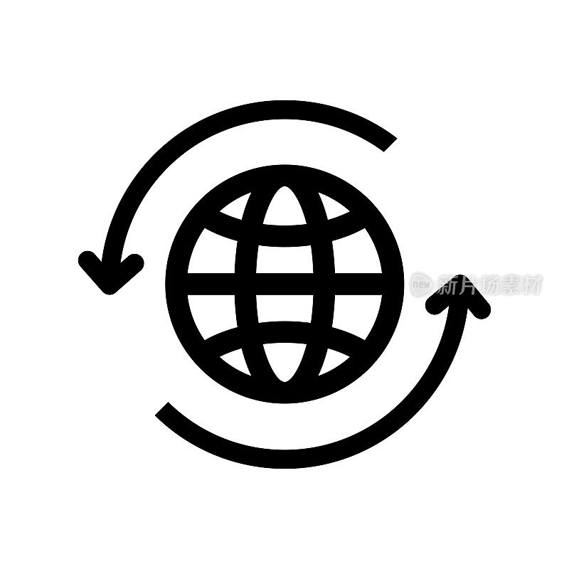 全球市场图标，轮廓矢量符号插图。