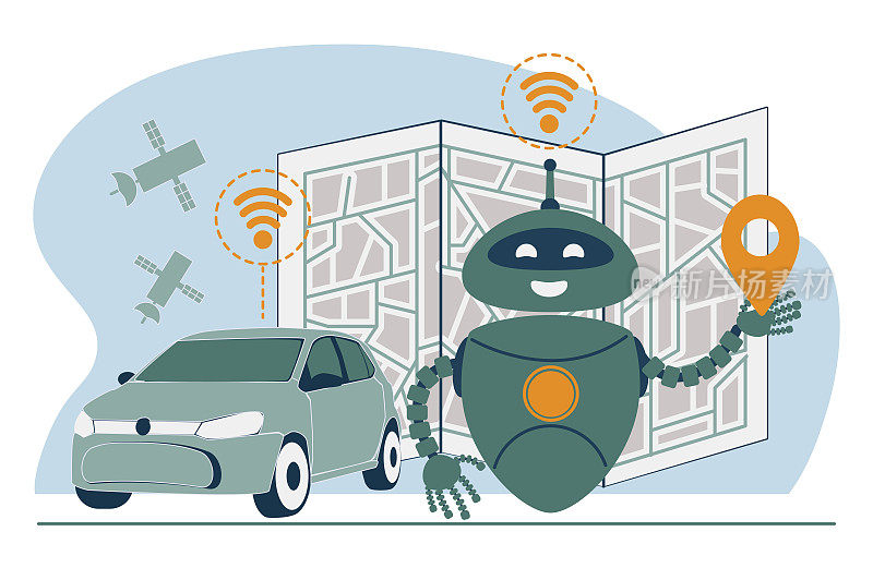 无人驾驶交通立法抽象概念向量插图集。人工智能法规、自动驾驶出租车、人工智能发展、未来交通系统抽象隐喻。