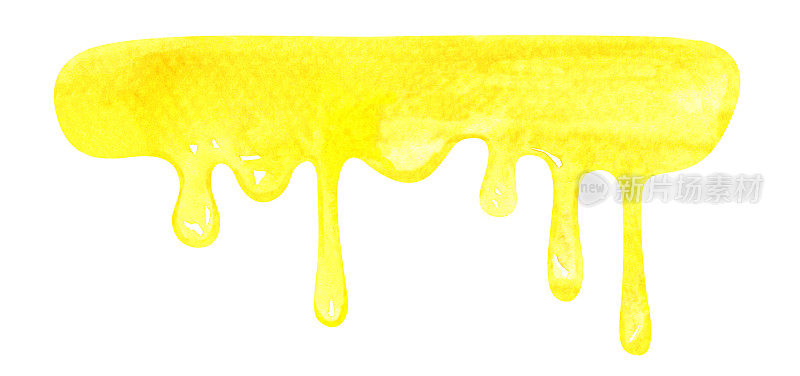 水彩蜜糖滴，水彩焦糖流，金黄液体滴