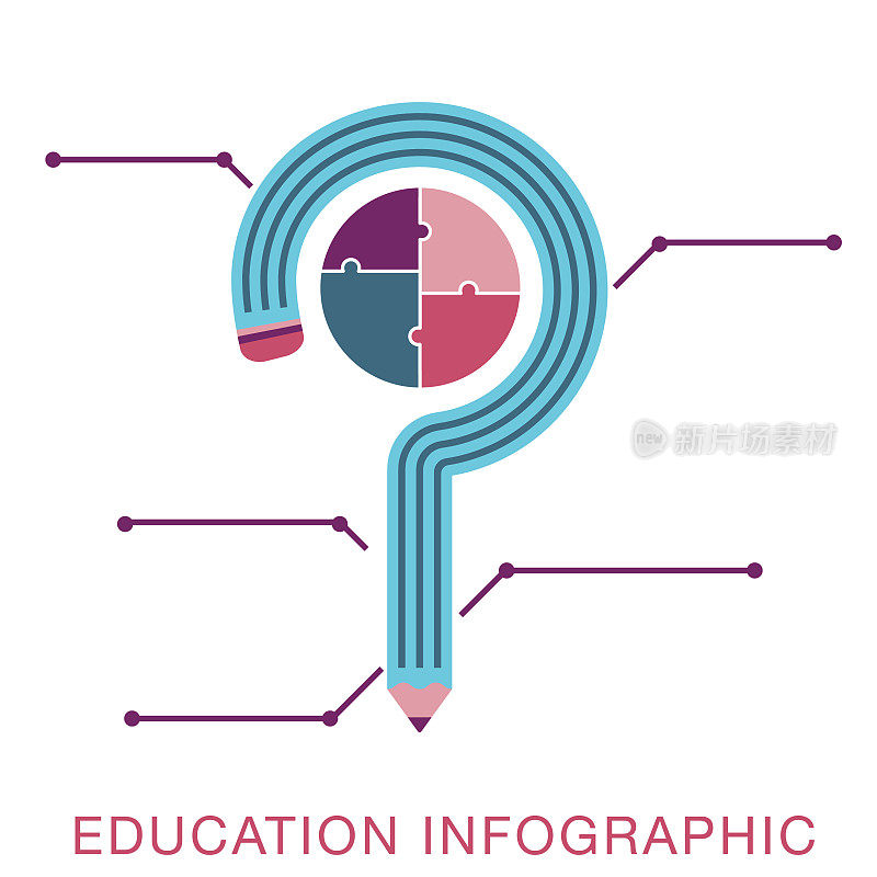 铅笔问题标记教育信息图表与文本和图标