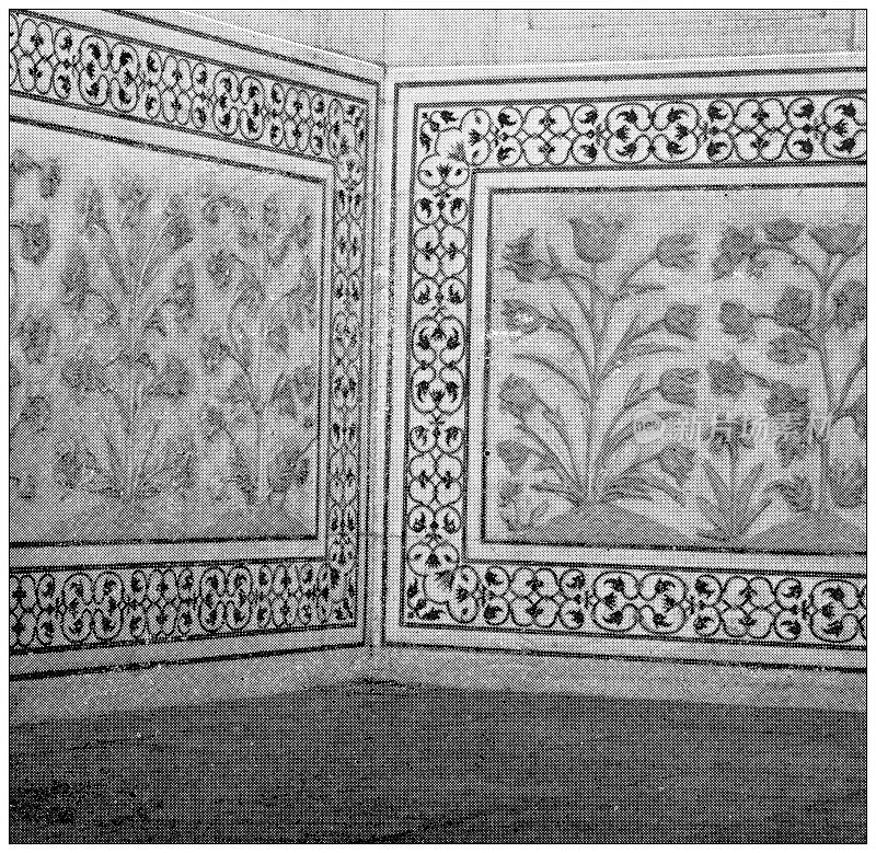 印度古董旅行照片:泰姬陵的建筑细节