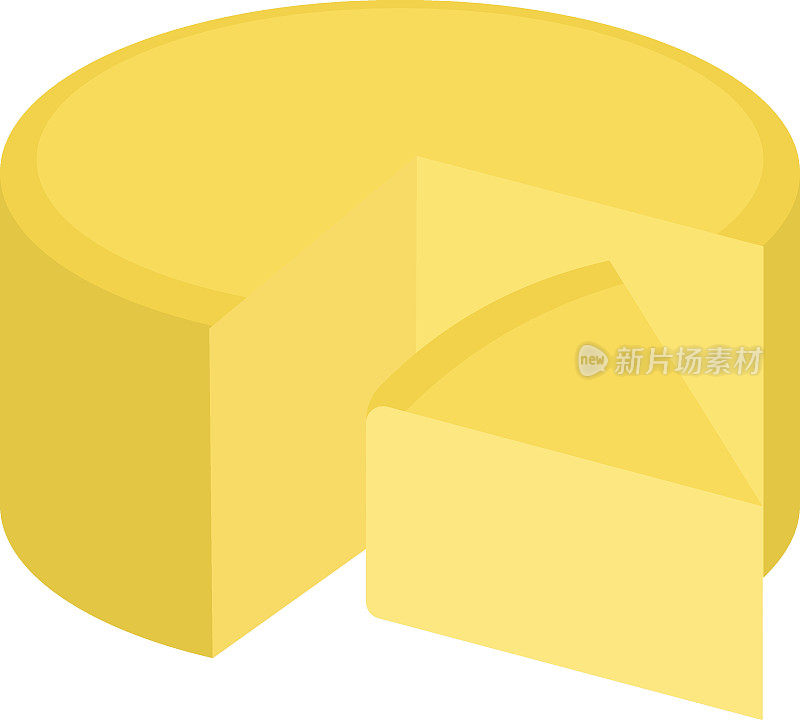 黄色准备出售奶酪块与切片概念矢量图标设计，干酪文化符号，奶酪制造生产工厂标志，乳制品和食品保存过程库存插图