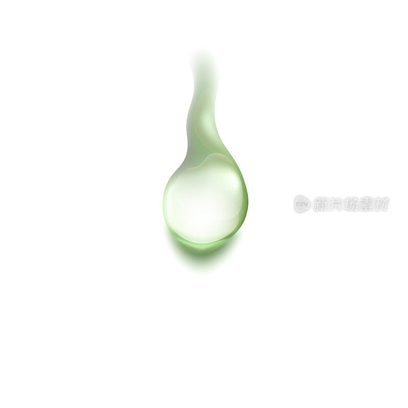 芦荟凝胶滴，绿色透明化妆液滴。3d逼真的护肤霜涂抹或涂抹。