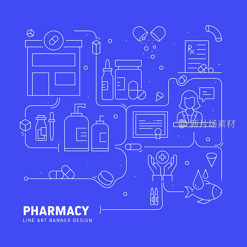 药学相关网页、标题、宣传册、年度报告及书籍封面的横幅设计