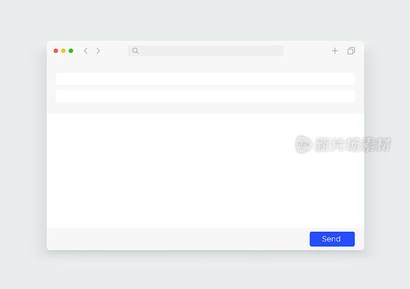 空白电子邮件窗口模型。UI浏览器模板轻现代设计类似gmail