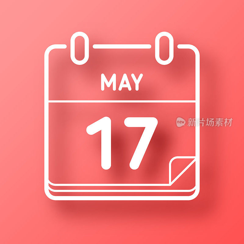 5月17日。图标在红色背景与阴影