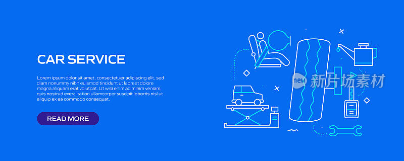 汽车服务相关的线风格横幅设计网页,标题,宣传册,年度报告和书籍封面