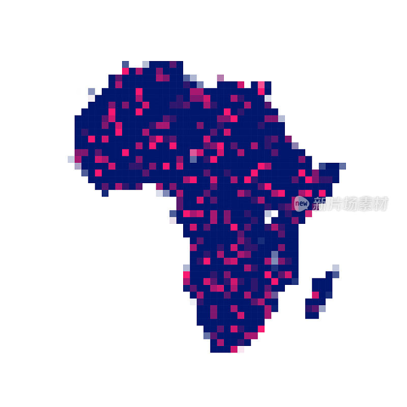 非洲地图在白色背景像素