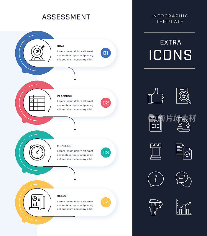时间轴信息图表模板和评估图标集