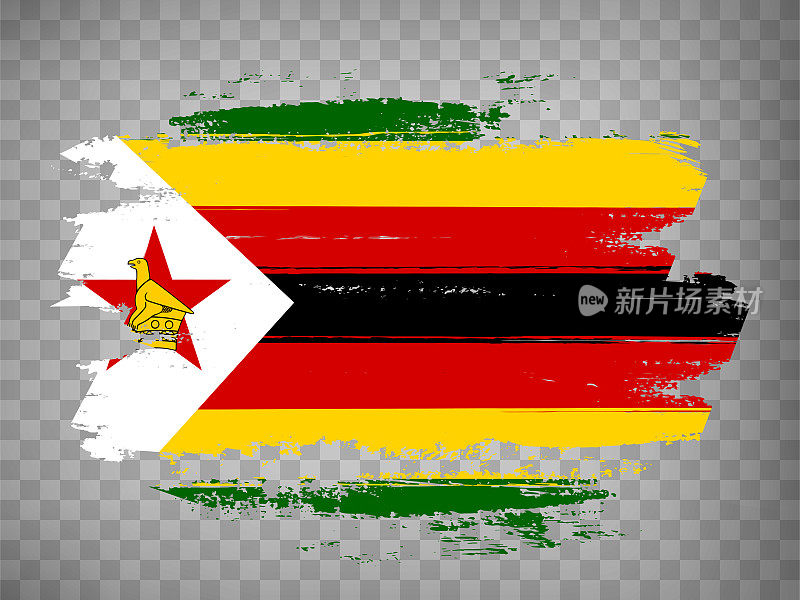 津巴布韦国旗笔触背景。旗帜津巴布韦共和国的透明背景为您的设计，应用程序，用户界面。股票向量。EPS10。