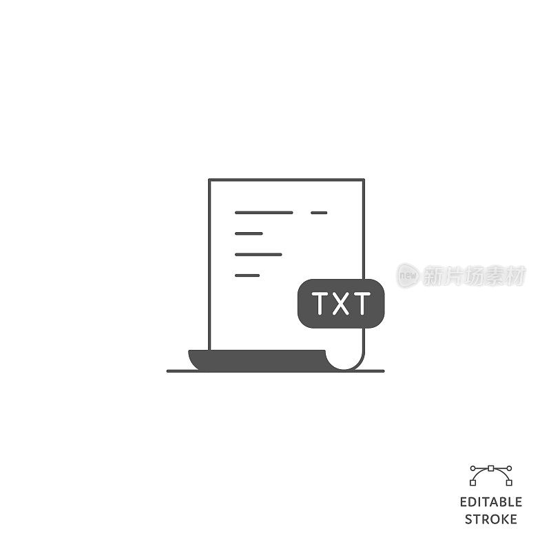TXT文件平线图标与可编辑的笔画。Icon适用于网页设计、移动应用、UI、UX和GUI设计。