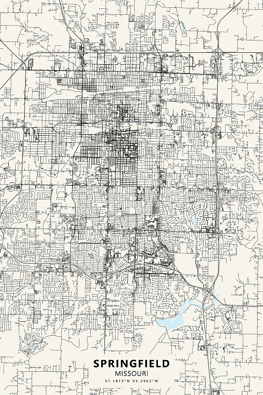 斯普林菲尔德，密苏里，美国矢量地图