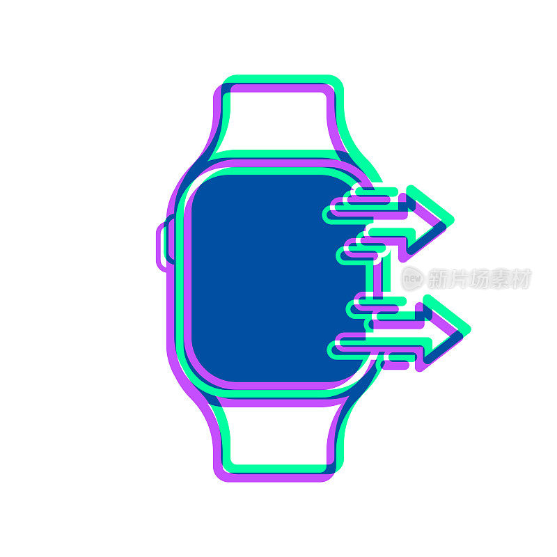 从智能手表发送。图标与两种颜色叠加在白色背景上
