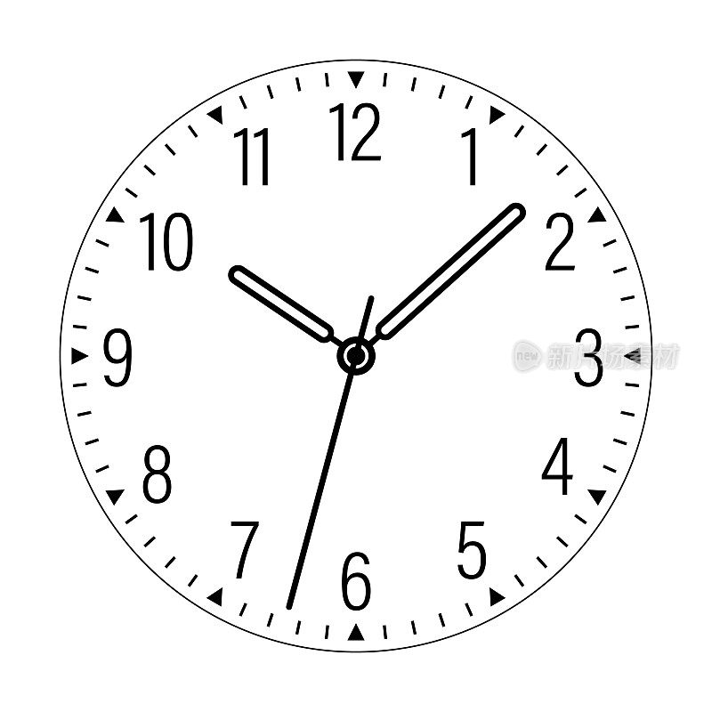 时钟的脸。时钟拨。带箭头的空机械表表盘-分钟和小时标记。阿拉伯和罗马数字。向量