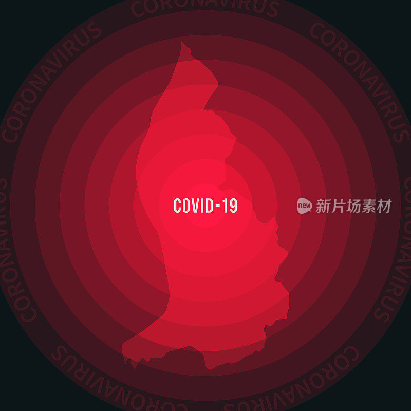 列支敦士登COVID-19传播地图。冠状病毒爆发