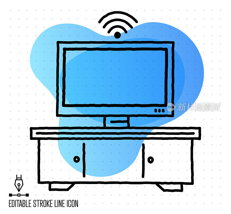 连接电视矢量可编辑线插图