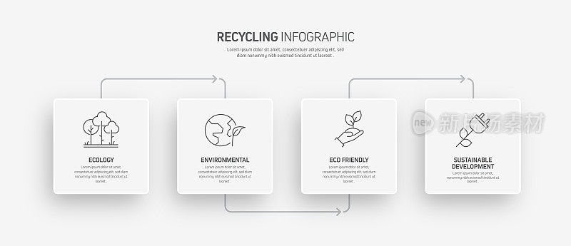 回收和零浪费信息图模板，元素和图标。简单的矢量信息图设计