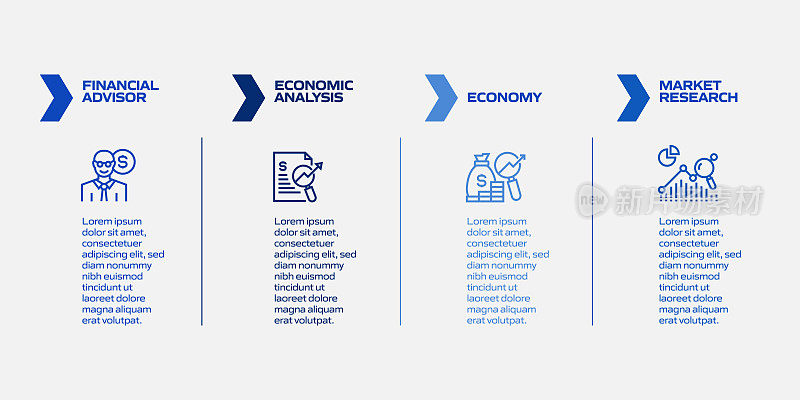 经济和金融概念信息图模板，元素和图标。简单的矢量信息图设计