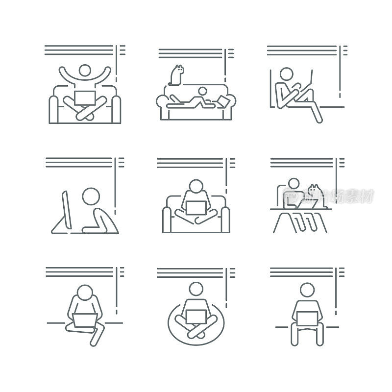 在家工作的图标，呆在家里的图标