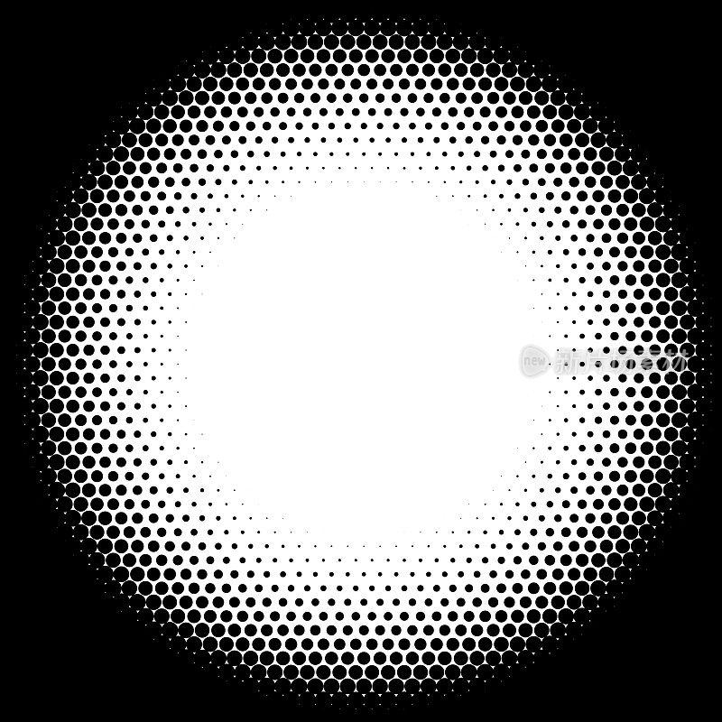 点,径向大小梯度从白色到黑色