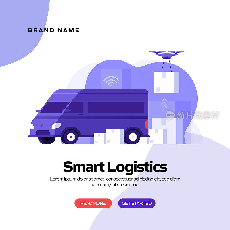 智能物流概念矢量插图用于网站横幅,广告和营销材料,在线广告,商业展示等。