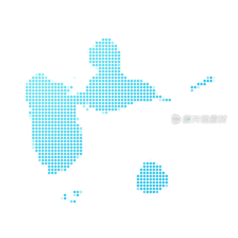 瓜德罗普岛地图，白底蓝点