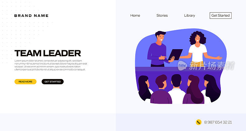 团队领导的概念矢量插图登陆页面模板，网站横幅，广告和营销材料，在线广告，业务演示等。