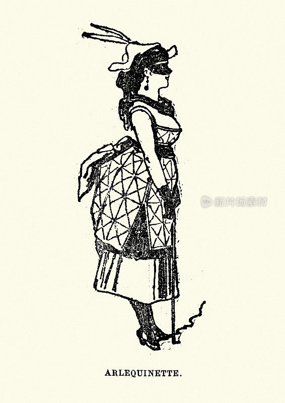 维多利亚化装服，舞台服装，阿勒昆，花衣，法国，1890年代，19世纪