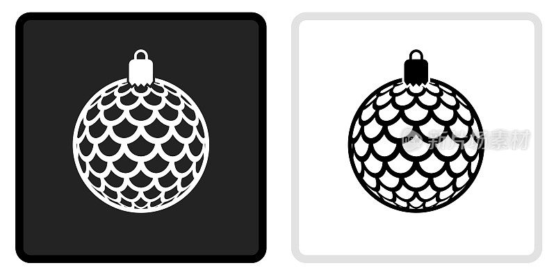 圣诞节装饰图标上的黑色按钮与白色翻转