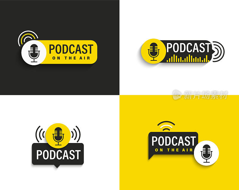 设置播客符号和图标在黑色和黄色。
