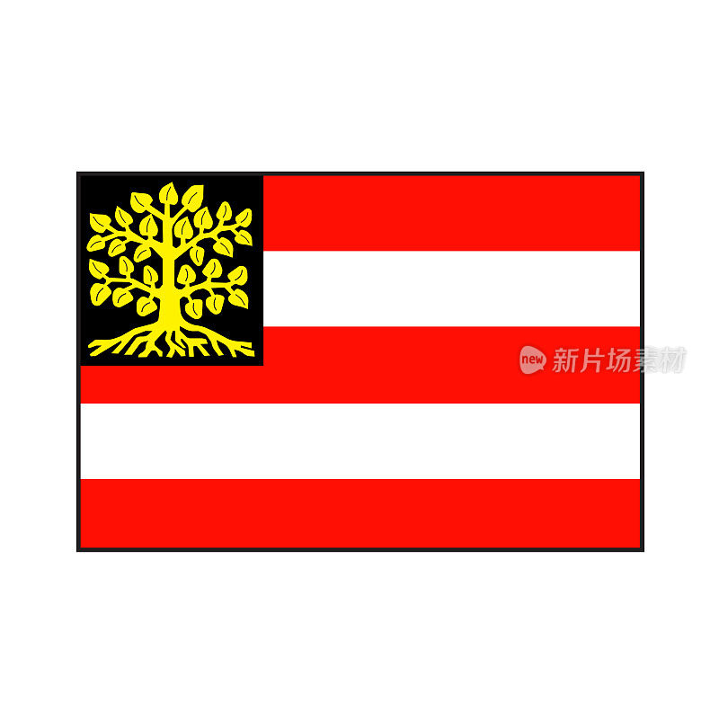 荷兰北布拉班特省的s-Hertogenbosh(登博世)首都旗矩形矢量旗