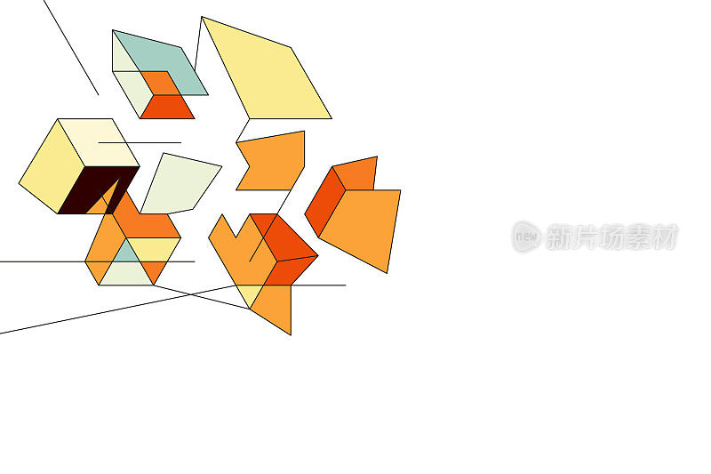 背景与等距透视形状和线