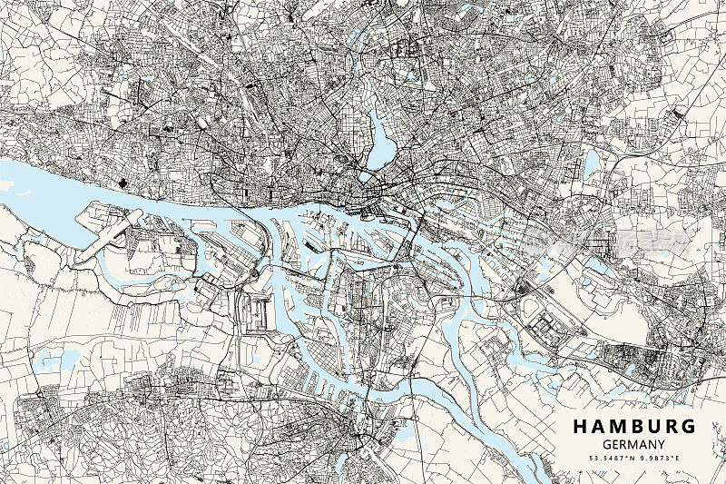 汉堡，德国矢量地图