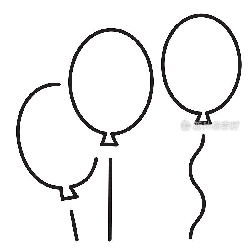 夏季嘉年华气球细线图标编辑白底笔画